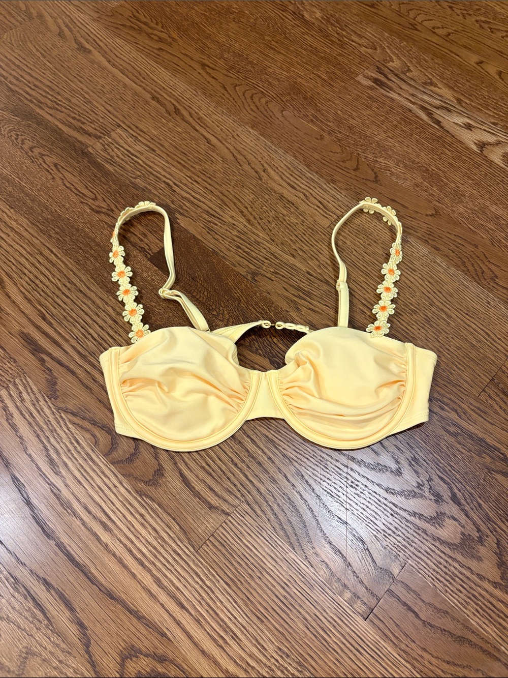 Target Yellow Floral-Trim Bikini Top
